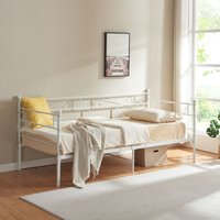 Metallbett Granada 90x200 cm Stahl Weiß [en.casa] von [EN.CASA]