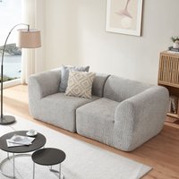 [en.casa] - Modular Sofa 2-Sitzer Hurvas Bouclé Grau von [EN.CASA]