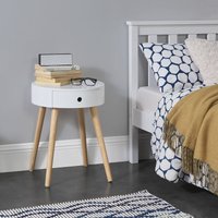 [en.casa] - Nachttisch Aurich 50x38x38 cm mit Schublade Retrodesign Weiß en.casa von [EN.CASA]