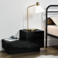 [en.casa] - Nachttisch Sebokeng 38x70x35 cm Schublade oben rechts Schwarz Hochglanz en.casa von [EN.CASA]