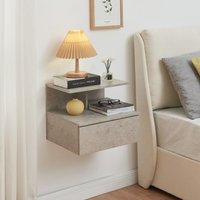 [en.casa] - Nachttisch hängend Amberg mit Schublade Betonoptik, hell von [EN.CASA]