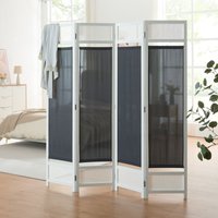 [en.casa] - Raumteiler Dorotea 4-teilig 160x170 cm Weiß/Dunkelgrau von [EN.CASA]