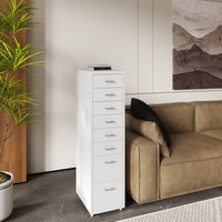 [en.casa] - Rollcontainer Kökar mit 8 Schubladen 109x28x41 cm Weiß von [EN.CASA]