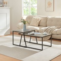 [en.casa] - Satztisch Hyllestad 2er Set Schwarz/Betonoptik von [EN.CASA]