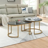 [en.casa] - Satztisch Oppeerg 2er Set Marmoroptik, schwarz/Gold von [EN.CASA]