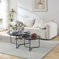 [en.casa] - Satztisch Poxdorf 2-tlg. Marmoroptik, schwarz von [EN.CASA]