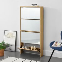 [en.casa] - Schuhkipper Vogar mit 4 Türen 134x63x17 cm Eichenoptik von [EN.CASA]