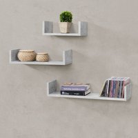 [en.casa] - Schweberegal Vennesia 3er Set Betonoptik Grau en.casa von [EN.CASA]