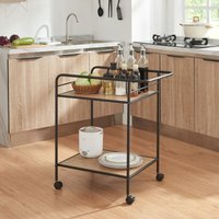 Servierwagen Hole Schwarz/Eiche-Optik [en.casa] von [EN.CASA]