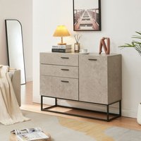 [en.casa] - Sideboard Lavangen 75x100x35 cm Betonoptik, hell von [EN.CASA]