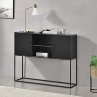 Sideboard Motala mit Ablage und Schranktüren Schwarz [en.casa] von [EN.CASA]