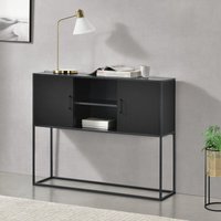 Sideboard Motala mit Ablage und Schranktüren Schwarz [en.casa] von [EN.CASA]