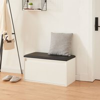 [en.casa] - Sitzbank Degerfors 80x39x45 cm Weiß/Schwarz von [EN.CASA]
