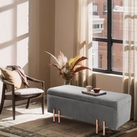 [en.casa] - Sitztruhe Dals Samt 118x40x42 cm Grau von [EN.CASA]