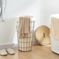 [en.casa] - Wäschekorb Skive mit Wäschesack 40 l Metall Schwarz von [EN.CASA]