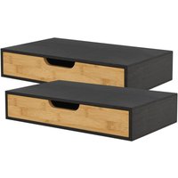 Wandregal 2er Set Bokn mit Schublade Bambus Schwarz [en.casa] von [EN.CASA]