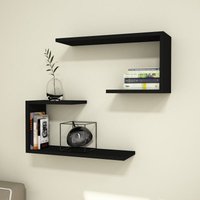[en.casa] - Wandregal-Set Årslev 2-tlg. 27 x 60 x 20 cm bis ca. 5 kg Schwarz von [EN.CASA]