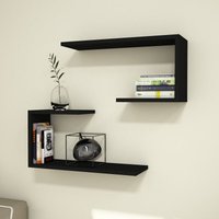 Wandregal-Set Årslev 2-tlg. 27 x 60 x 20 cm bis ca. 5 kg Schwarz [en.casa] von [EN.CASA]