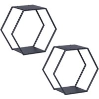 [en.casa] - Wandregal Tand 2er Set 32x37x19 cm Stahl Schwarz von [EN.CASA]