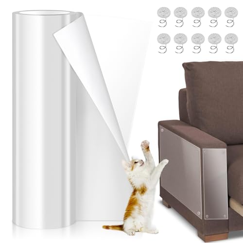 Kratzfolie Katzen Selbstklebend,(20cm x 5m) Katzen Kratzschutz Sofa Transparent, Kratzschutz Wand, Kratzschutzfolie, Kratzschutz Katze Tape Mit 10 Schrauben, Für Sofa Tür Möbel Wand (B) von ENAIAH