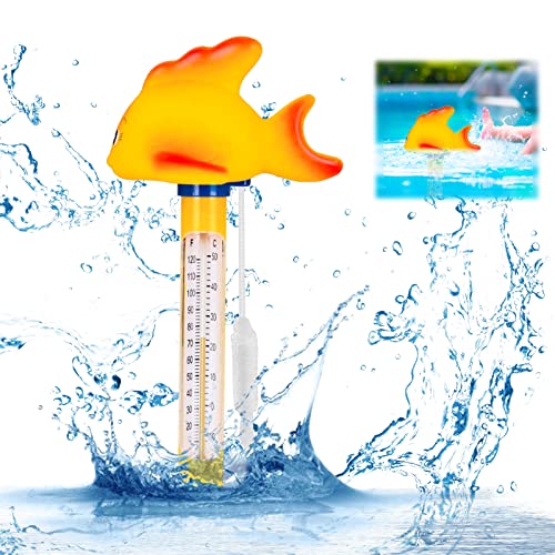 Schwimmende Pool Thermometer, Floating Pool Thermometer Wasser Temperatur Thermometer Schwimmbadthermometer Mit Schnur, Für Innen und Außen Pools, Aquarien, Fischteiche (D) von ENAIAH