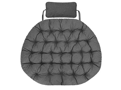 Hanging Chair Cushion, Cushion for Polyrattan & Rattan Hanging Swing, Seat Cover for Hanging Basket with Back Cushion - Graphite Eco Linen von ENAZKLADB