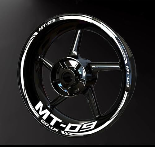 ENBHD Felgenaufkleber Motorradzubehör Räder Aufkleber Felgennabenstreifen Wasserdicht Dekorative Reifenaufkleber Klebeband Set Für MT09 MT-09 2017–2022(3) von ENBHD