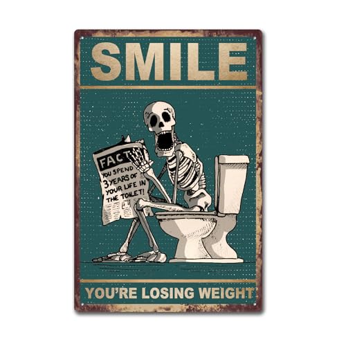 Lustiges Badezimmer-Metallschild /''Smile You're Losing Weight/'' Metallschild für Zuhause Schlafzimmer Wohnzimmer 20,3 x 30,5 cm TP47 von ENBIDAVI