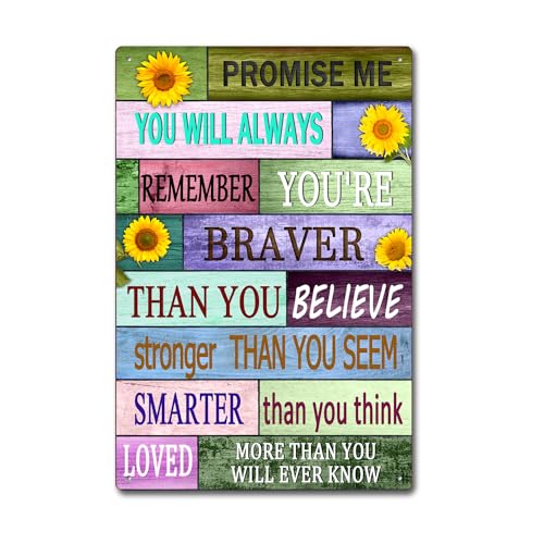 Metallschild mit inspirierendem Zitat "Always remember You Are Braver Than You Think Positive", motivierendes Blechschild für Zuhause, Bar, Fitnessstudio, 20,3 x 30,5 cm von ENBIDAVI