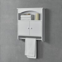 Badezimmerschrank Graz 61x53x15 cm mit Handtuchhalter Weiß mdf en.casa - Weiß von [EN.CASA]