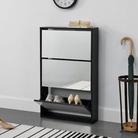 [en.casa] - Schuhkipper Vogar mit 3 Türen 102,5x63x17 cm Schwarz von [EN.CASA]