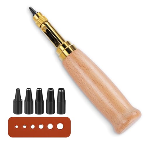 ENCHOL Verstellbarer japanischer Schraubenlochstanzer, Lederschraubenstanzer, Bastelstanzer, automatischer Gürtelstanzer mit 5 Stanzen, verwendet für Heimwerker, Handwerk, Nähen, Lederstanzen ENCHOL Verstellbarer japanischer Schraubenlochstanzer, Lederschraubenstanzer, Bastelstanzer, automatischer Gürtelstanzer mit 5 Stanzen, verwendet für Heimwerker, Handwerk, Nähen, Lederstanzen von ENCHOL