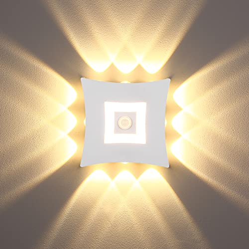 ENCOFT LED Aussenleuchte mit Bewegungsmelder 18W Außenlampe Weiß Außenbeleuchtung mit Bewegungsmelder Wandlampe IP65 Wasserdicht Außenleuchte Warmes Licht 3000K für Garten/Flur/Treppen von ENCOFT