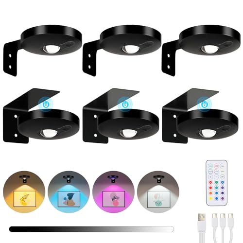 ENCOFT Bilderleuchte Kabellos Dimmbar Bildbeleuchtung 13 RGB Led Spots Akku mit Fernbedienung Bilderlampe Schwarz Picture Light Magnetische mit Timer(6 Pack ENCOFT Bilderleuchte Kabellos Dimmbar Bildbeleuchtung 13 RGB Led Spots Akku mit Fernbedienung Bilderlampe Schwarz Picture Light Magnetische mit Timer(6 Pack von ENCOFT