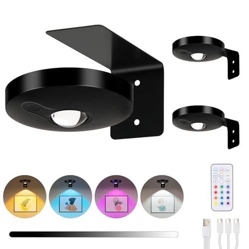 ENCOFT Bilderleuchte Kabellos Dimmbar Bildbeleuchtung 13 RGB Led Spots licht Wandleuchte Akku mit Fernbedienung Bilderlampe Schwarz Picture Light Magnetische mit Timer(3 Pack ENCOFT Bilderleuchte Kabellos Dimmbar Bildbeleuchtung 13 RGB Led Spots licht Wandleuchte Akku mit Fernbedienung Bilderlampe Schwarz Picture Light Magnetische mit Timer(3 Pack von ENCOFT
