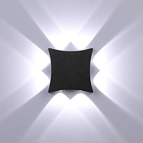ENCOFT LED Wandleuchte Innen Außen 8W Wandlampe Innen Wasserdicht IP65 Aussenlampe Wand Wandlampen Schwarz für Bad Flur Kinderzimmer Treppenhaus Beleuchtung Wohnzimmer Schlafzimmer Kaltes Weiß von ENCOFT