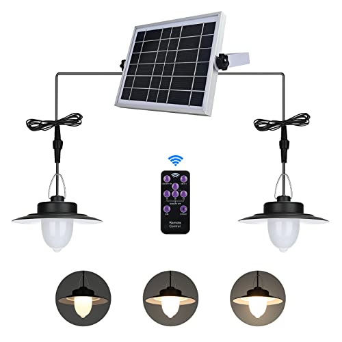 ENCOFT Solar Hängelampe für Außen Solarlampen mit Bewegungsmelder Gartenleuchten Solarleuchten mit Fernbedienung Pendelleuchte Wasserdichte Dimmar für Balkon Pavillon Garage Porch(Warmes Licht von ENCOFT