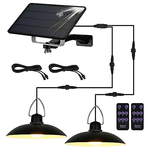 ENCOFT Solar Hängelampen für Außen, LED Solarlampen für Außen Hängend mit Fernbedienung IP65 Wasserdichte 4W Solarleuchten für Garten Bauernhaus Camping mit 3M Kabel (2 Licht,Warmweiß) von ENCOFT