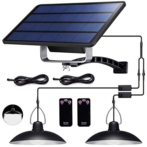 ENCOFT Solarlampen für Außen Hängelampe mit Fernbedienung IP65 Wasserdichte 4W Solar Pendelleuchte Außenbeleuchtung für Garten Camping mit 3M Kabel (2 Licht,Kaltes Licht, Schwarz) von ENCOFT
