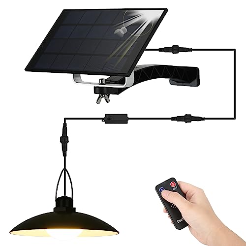 ENCOFT Solarleuchte für Außen LED Solarlampe mit Fernbedienung IP65 Wasserdichte Solar Hängelampen 2W Solar Pendelleuchte für Garten Bauernhaus Camping mit 3M Kabel (1 Licht,Warmweiß) von ENCOFT