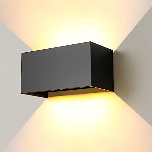 ENCOFT LED Wandleuchte Innen/Außen 24W Schwarz, Außenleuchte Wandlampe,IP65 Wasserdichte Außenwandleuchte, 3000K Warmweiß Außenlampe,Up Down Wandlichter Lichtstrahl Einstellbar für Balkon von ENCOFT
