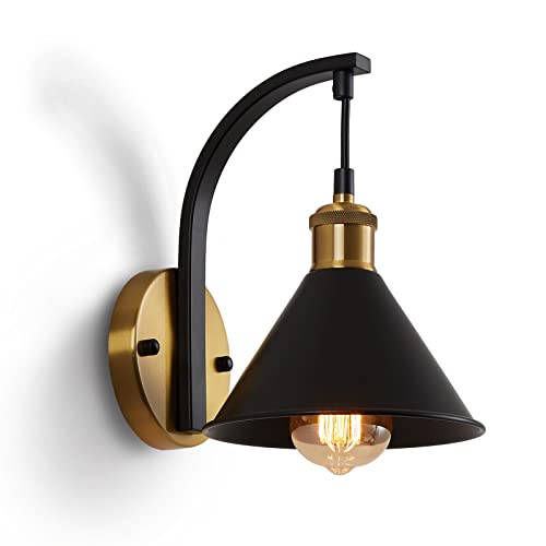 ENCOFT Innen Wandleuchte Vintage Industrial Wandlampe Retro E27 Schwarz Lampenschirm für Treppe Wohnzimmer Flur Café Bar Restaurant Hotel usw(Ohne Leuchtmittel) von ENCOFT