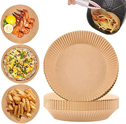 Backpapier Airfryer,100 Stück Luftfritteuse Pergamentpapier,Antihaft Einweg Luftfritteusen Pergamentpapier,Backen Zubehör Backpapier Aus Papier FüR Bratpfanne, Ofen, Mikrowelle Und HeißLuftfritteuse von ENCOMAG