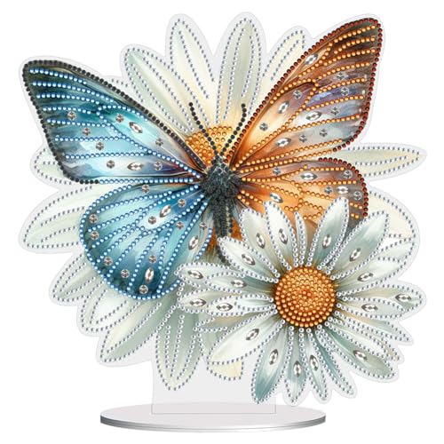 ENCOMAG DIY Diamond Painting Desktop Deko,Rose Schmetterling Blumen Vögel Tischdeko,Diamant Painting,Diamant Malerei Tisch Ornamente für Zuhause,Büro,Dekoration,Ostern Geschenk für Familie von ENCOMAG