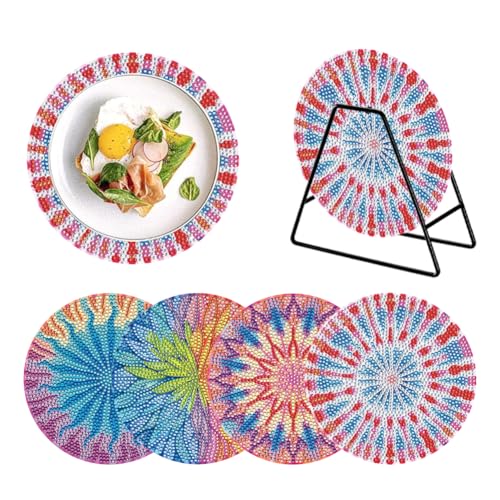 ENCOMAG Mandala Diamond Painting Tischsets 4er Set Tischsets Hitzebeständig Wasserdicht Rutschfest Platzsets Acryl Beständig Esstisch Platzsets für Esszimmer Terrasse Tisch Küche Partys von ENCOMAG