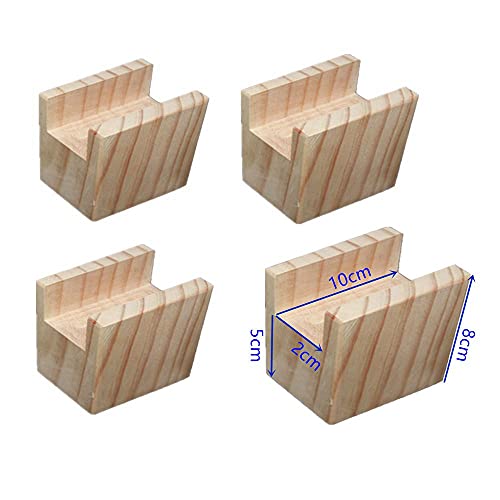 Möbelerhöher Betterhöhung Tischerhöher Elefantenfuß Bed Riser aus Holz 4 Stück (Länge 10 cm Rillenbreite 2,0 cm 5 cm erhöhen) von ENCOMAG