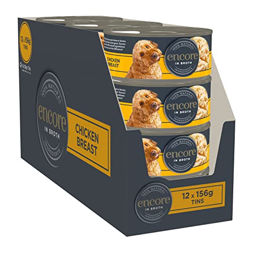 Encore 100% natürliches Premium Nassfutter für Hunde, Hühnchenbrust in Brühe für erwachsene Katzen - Packung mit 16 x 156g Dosen von ENCORE