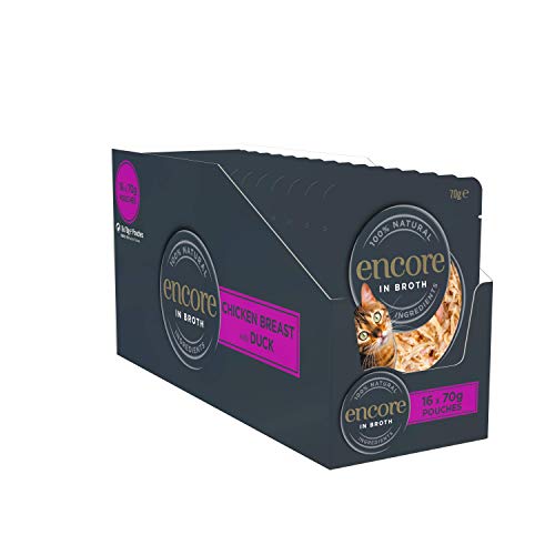 Encore Nassfutter für Katzen - Packung mit 16 Dosen à 70 g Huhn mit Ente in Brühe Encore Nassfutter für Katzen - Packung mit 16 Dosen à 70 g Huhn mit Ente in Brühe von ENCORE