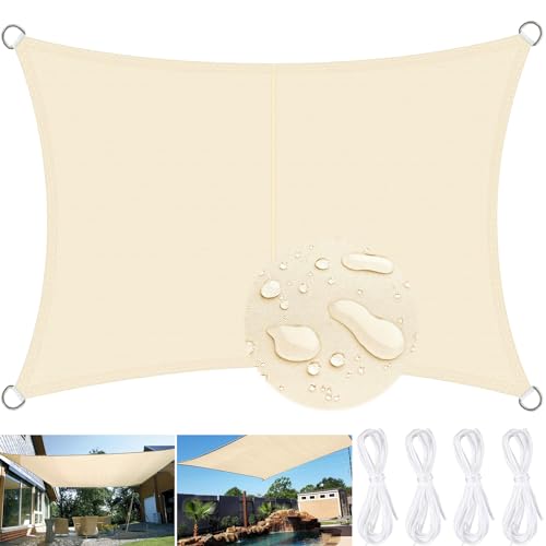 ENCOUN Sonnensegel, 2 x 3M Sonnensegel Rechteckig, Wasserdicht Sonnenschutz, Sonnensegel Balkon UV Schutz, Dauerhaft Sonnensegel 4 * 1.5m Seilek, Sonnensegel für Terrasse, Balkon, Garten, Outdoor von ENCOUN