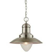 Endon - Mendip - 1 Light Dome Deckenanhänger Klarglas, Satin Nickel, E27 von Endon